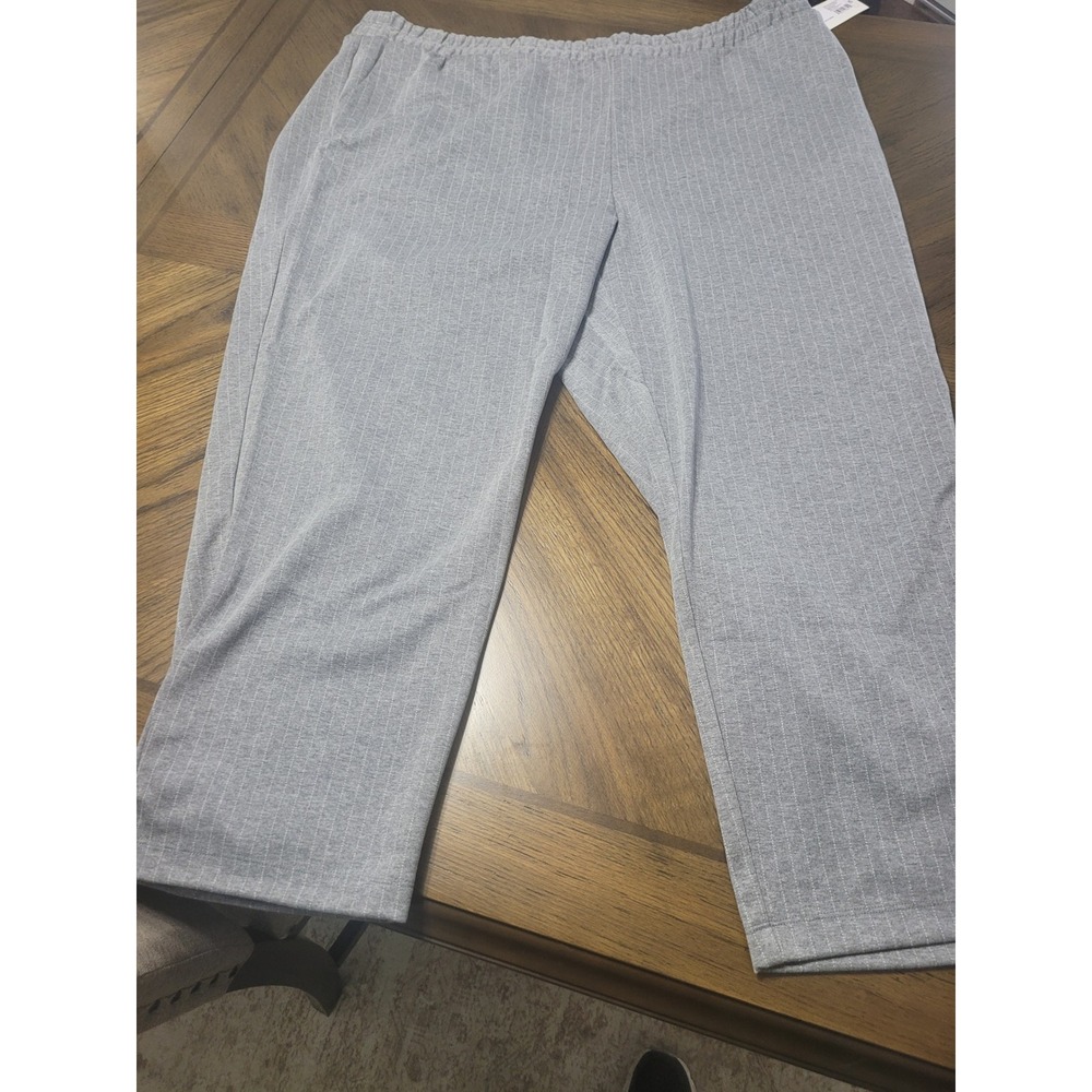 A New Day Women's High-Rise Tapered Ankle Knit‎ in light gray pinstripe, size 2X